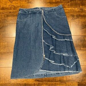 Vintage Denim Ruffle Skirt / Western / Festival. Yvonne Marie, size 10